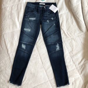 Skinny moto distressed jeans